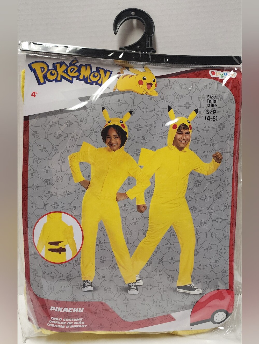 S (4-6) Pokémon Pikachu Costume Boy Girl Toddler Yellow Jumpsuit Tail New